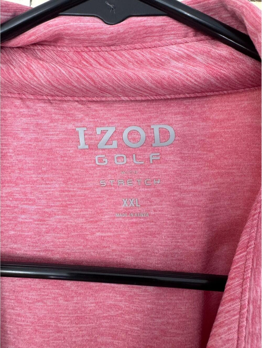 IZOD Golf Mens Polo Shirt Size 2XL Pink Stretch Short Sleeve Performance - Picture 2 of 3